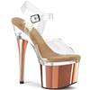 Pleaser - ESTEEM708 Sandale à bride à la cheville, Pole dance chaussures - Couleur or rose/Transparent Product image